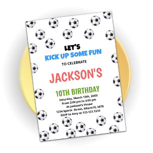 Ballons noirs blancs Football Invitations Annivers