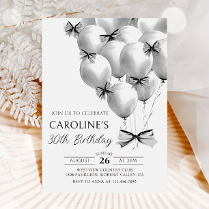 Ballons noirs Bow Invitation Anniversaire