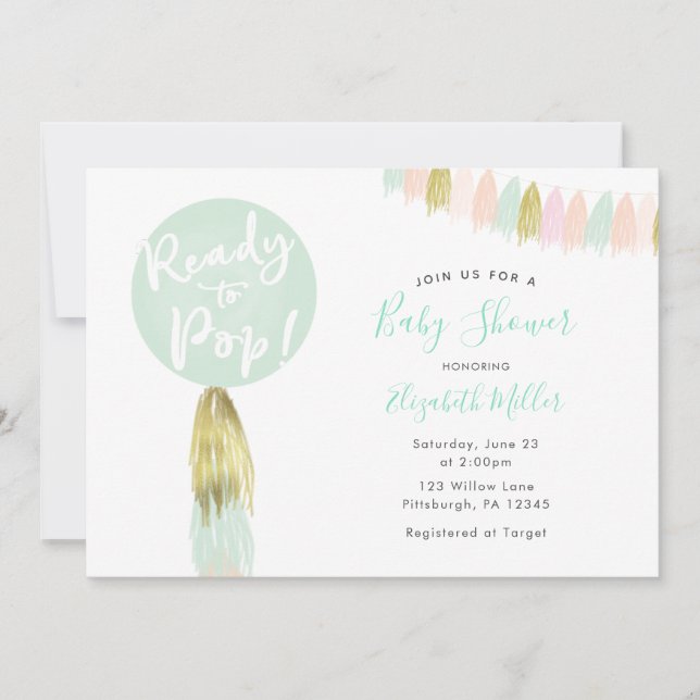 Ballons prêts à lancer une invitation de Baby show (Devant)