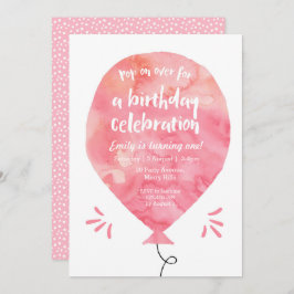 Ballons rose vif Invitation Anniversaire