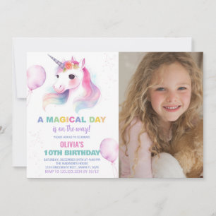 Ballons roses Unicorne Anniversaire Invitations ph