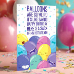 Ballons sind so komisch | Funny Birthday Karte<br><div class="desc">Ballons sind so komisch | Funny Birthday Card! Diese lustige Geburtstagskarte wird bestimmt viel Lachen bekommen. Personalisieren Sie dieses maßgeschneiderte Design mit Ihrem eigenen Innen-Gruß. Balloons sind so seltsam,  dass es wie Sprichwort Geburtstag ist,  hier ist ein Sack aus heiterem Atem.</div>