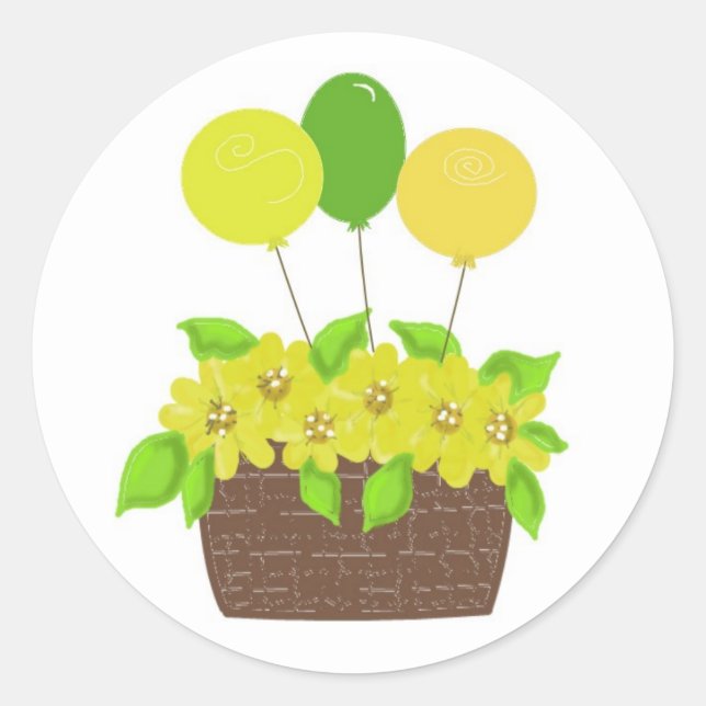 Ballons und Blume Runder Aufkleber (Vorderseite)