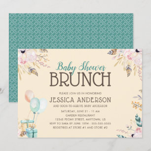 Ballons und Geschenke   Babydusche Brunch Einladung