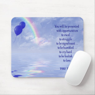 Ballons und Regenbogen mit Zitat Mousepad