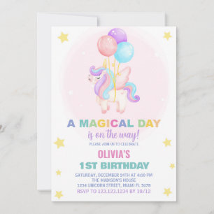Ballons Unicorne Invitations d'anniversaire