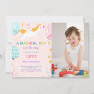 Ballons Unicorne Invitations d'anniversaire avec p
