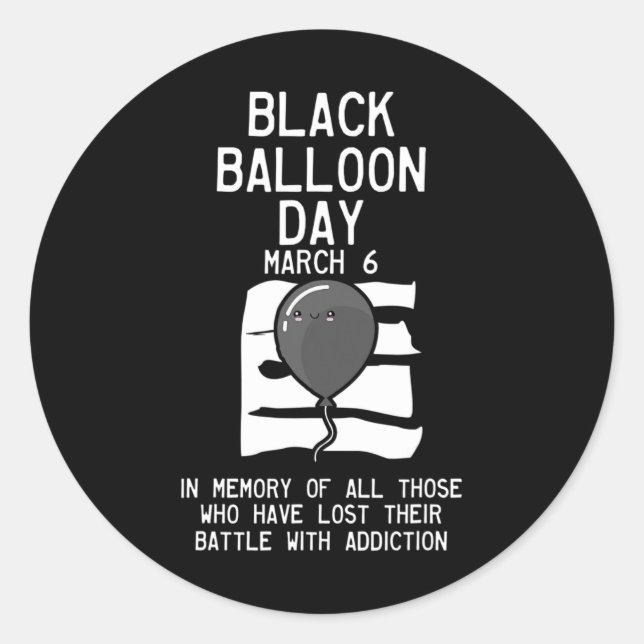 Ballontag Überdosierung Bewusstsein für Überdosier Runder Aufkleber (Vorderseite)