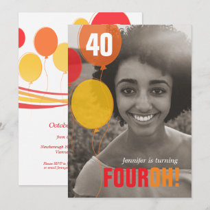 Balloon 40th FOUROH ! invitations photo anniversai