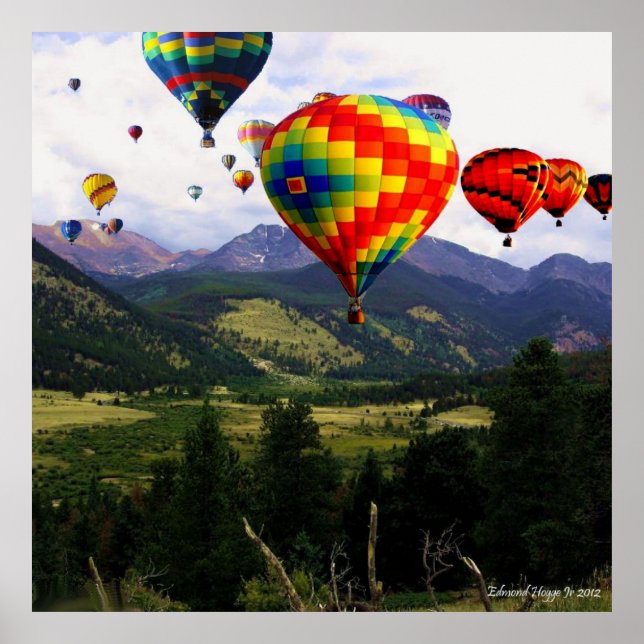 Balloon à air chaud dans les Rockies Poster (Devant)