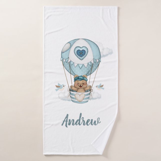 Balloon à air chaud Ours en peluche Nuage Oiseau (Serviette de bain)