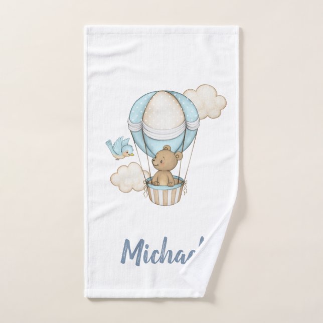 Balloon à air chaud Ours en peluche Nuage Oiseau B (Serviette à main)