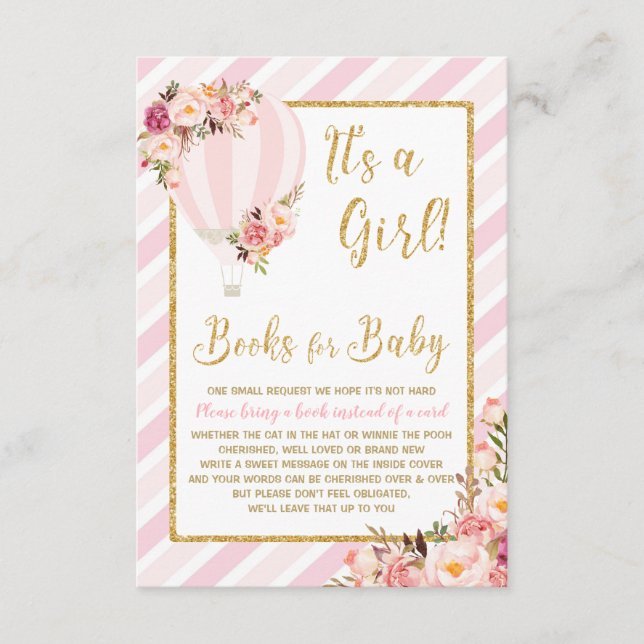 Balloon à air chaud rose floral Apportez une carte (Devant)