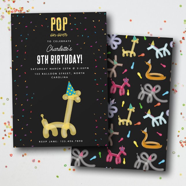 Balloon Animals Giraffe Kids Birthday Party Theme Einladung (Balloon Animals Giraffe Kids Birthday Party Theme Invitation)