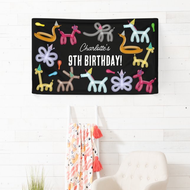 Balloon Animals Kids Birthday Party Theme Banner (Insitu)