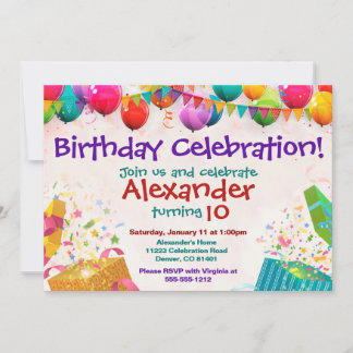 Balloon Anniversaire Invitation Carte Appartement