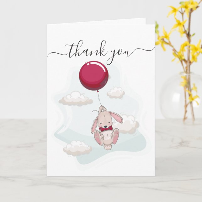 Balloon Baby Dusche Vielen Dank Karte (Gelbe Blume)