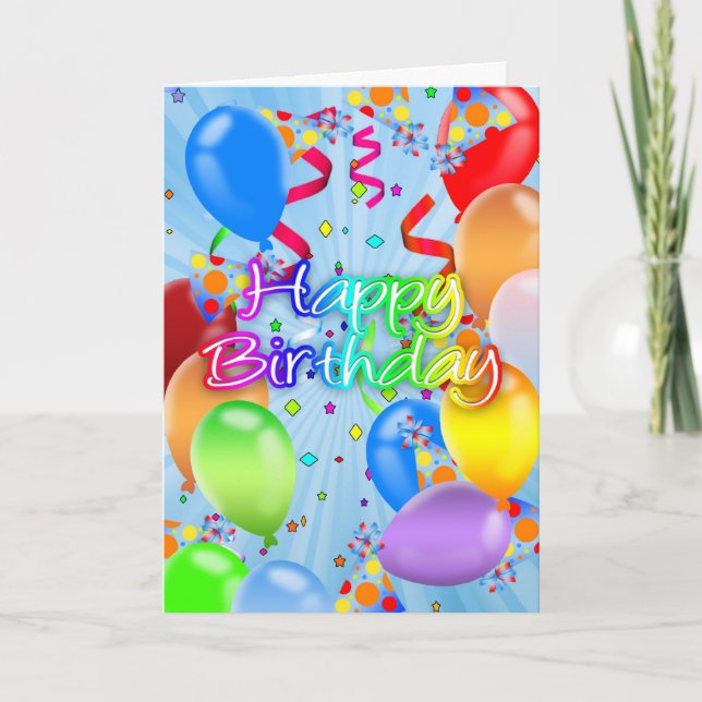 Balloon Birthday Card - Happy Birthday Balloons Karte (Vorderseite)