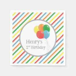 Balloon Birthday Paper Napkins, Gender Neutral Serviette