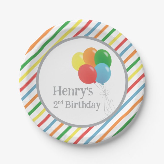Balloon Birthday Paper Tellers Party Supplies Pappteller (Vorderseite)