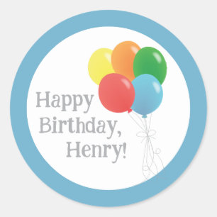 Balloon Birthday Sticker for Favor Tags, Umschläge