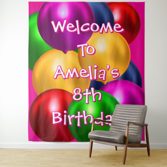 Balloon Birthday Welcome Tapestry Wandteppich (Beispiel)