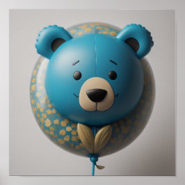 Balloon Blue Bear Poster