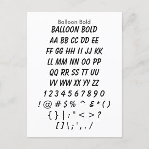 Balloon Bold - Zazzle Schriftart Sampler Sheet Postkarte
