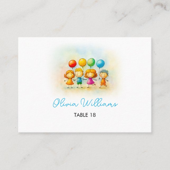 Balloon Buddies Bash Boy 1st Birthday Party Place  Platzkarte (Vorderseite)