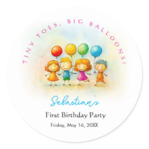 Balloon Buddies Bash Junge 1. Geburtstag Aufkleber