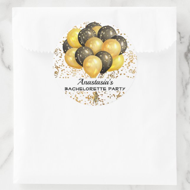 Balloon Bundle Gold Confetti Junggeselinnen-Abschi Runder Aufkleber (Tasche)