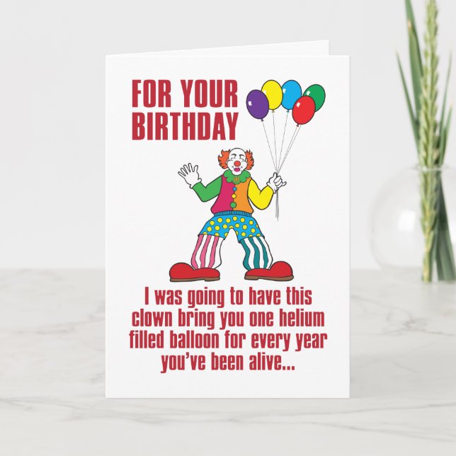 Balloon Clown carte d'anniversaire humoristique (Devant)