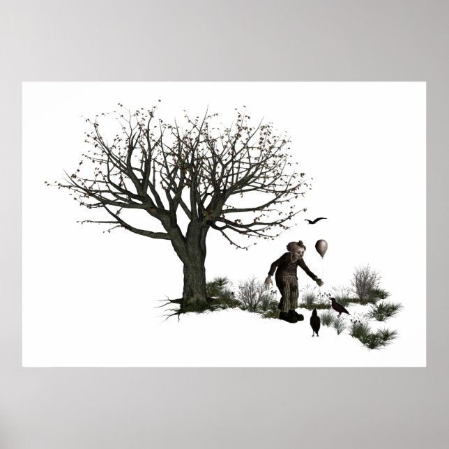 Balloon Clown Old Tree & Black Birds Original Poster (Vorne)