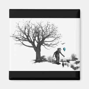 Balloon Clown Old Tree & Black Birds Türkis Magnet