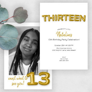 Balloon d'or Treizième anniversaire Invitation pho