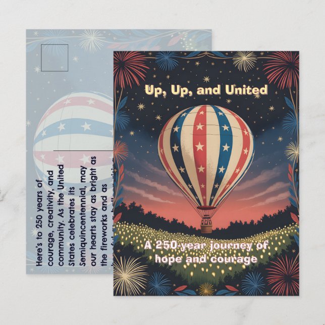 Balloon Fireworks 1776–2026 Backyard Party Invite! Postkarte (Vorne/Hinten)