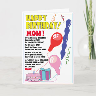 BALLOON Happy Birthday MAMA Card niedlich Karte