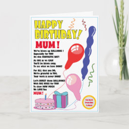 BALLOON Happy Birthday MUM Karte niedlich