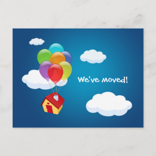 Balloon House - New Address - Ankündigungskarte Ankündigungspostkarte