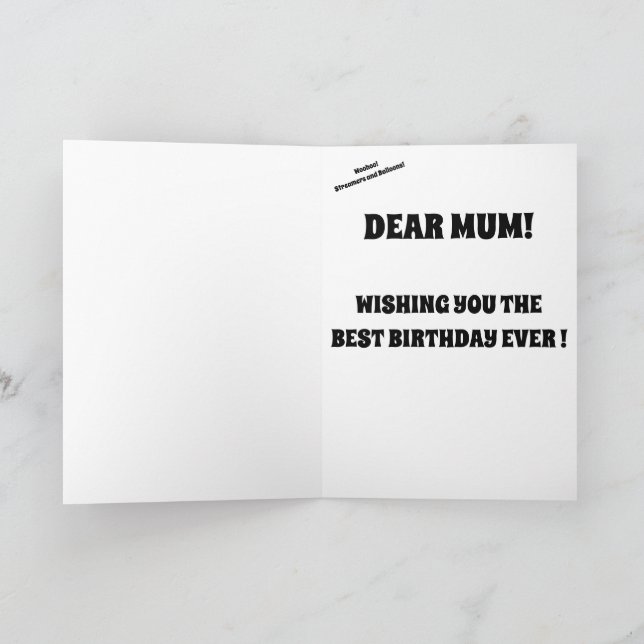 BALLOON Joyeux anniversaire MUM carte mignonne (Intérieur)