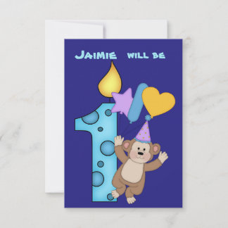 Balloon Monkey 1. Geburtstagsfeier Party Einladung