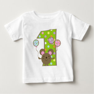 Balloon Mouse Green 1. Geburtstag T - Shirt