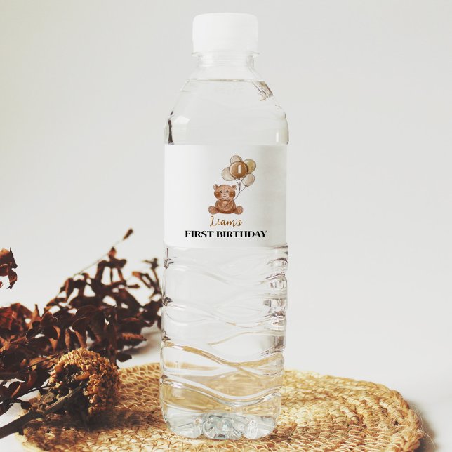 Balloon Ours Brown Anniversaire Étiquette de boute (Créateur téléchargé)