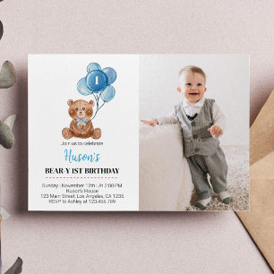 Balloon Ours Teddy Anniversaire Invitation Béaire 