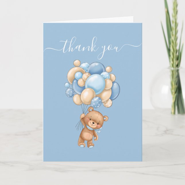 Balloon Ours Teddy Bleu Dieu Parents Carte de reme (Devant)