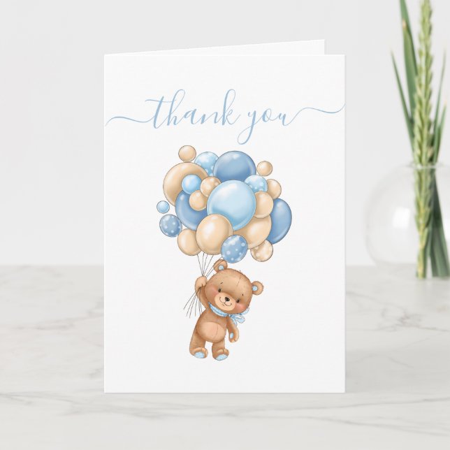 Balloon Ours Teddy Bleu Dieu Parents Carte de reme (Devant)
