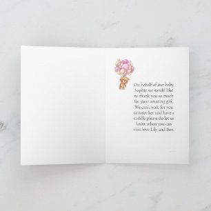 Balloon Ours Teddy Carte de remerciements cadeau E