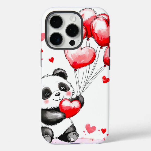 Balloon Panda Liebe in der Luft iPhone 16 Pro Hülle (Rückseite)