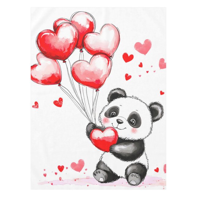 Balloon Panda Liebe in der Luft Tischdecke (Vorderseite)