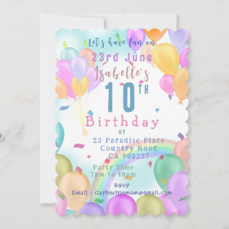 Balloon Pastel Birthday Einladung